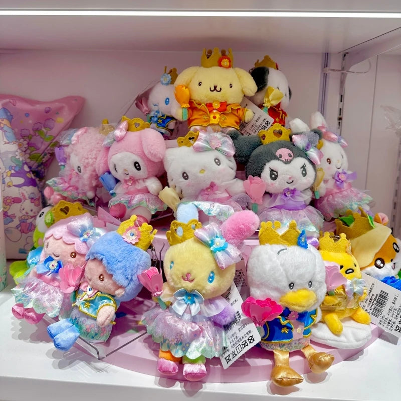Sanrio Blossom Crown Plush Keychain – Usahana, Kirimichan, My Melody & Kuromi Fluffy Pendant