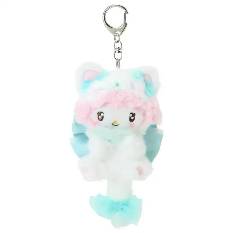 Sanrio Cream Cat Series Fluffy Tail Plush Keychain – Hello Kitty, Kuromi, My Melody & Cinnamoroll Backpack Charm