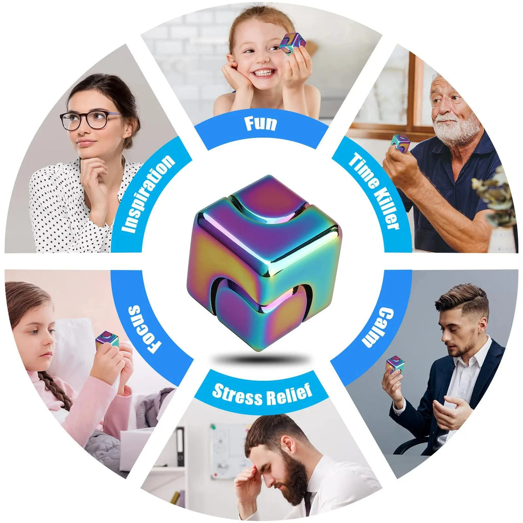Fidget Spinner Toys Cube Metal Cool Stuff Desk Gadgets Office Toys Small Anxiety Figette Sensory Toy ADHD Tool for Teens Adults