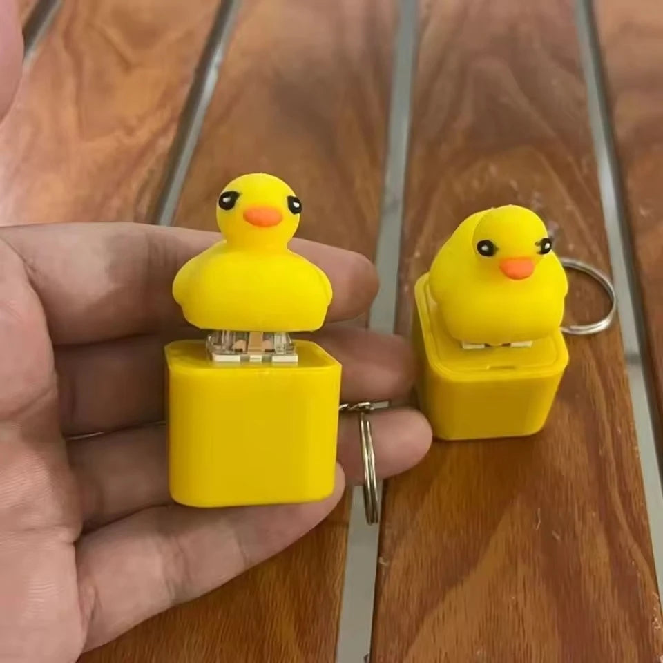 Fidget Keyboard Clicker Keychain - Duck, Frog & Lizard Sensory Clicker Toy with Sound & LED Light