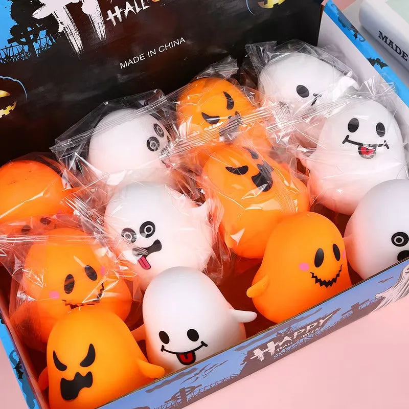 Halloween Ghost & Pumpkin Squishy Toy Set, Slow Rising Stress Relief Fidget Decompression Sensory Toy