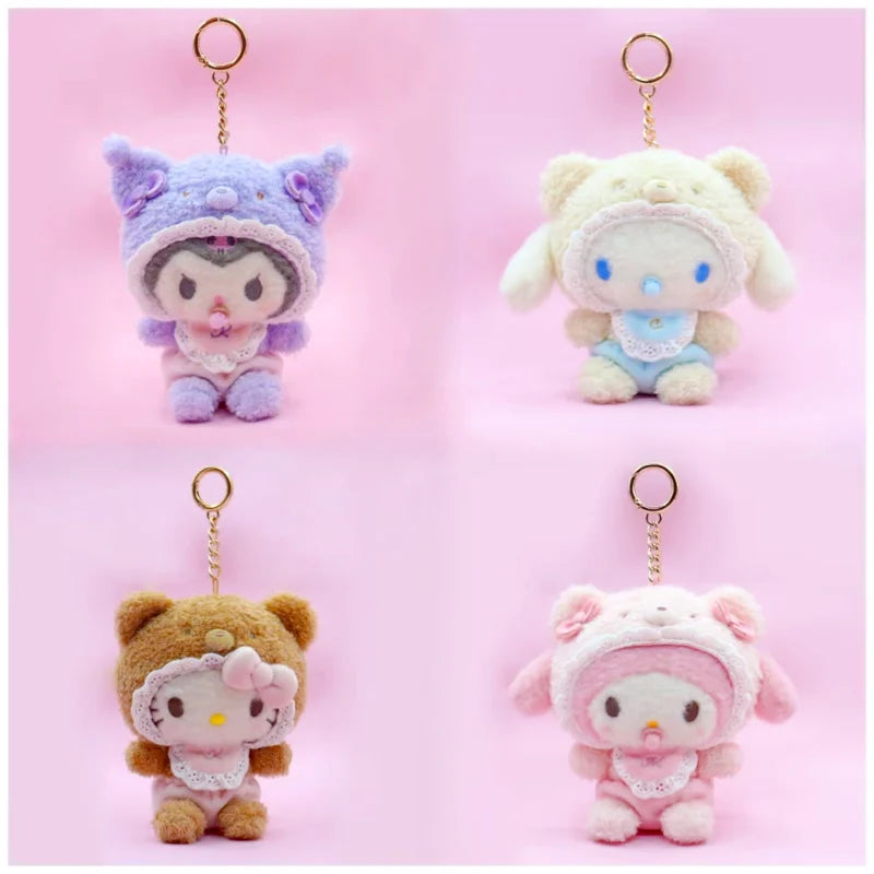 Sanrio Latte Pacifier Plush Keychain – Kuromi, Cinnamoroll, Hello Kitty & My Melody Pendant