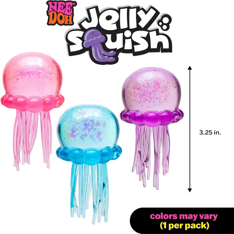 Transparent Glitter Jellyfish Squishy Toy Super Soft TPR Squeeze Stress Ball Sensory Fidget Toy for Anxiety Relief