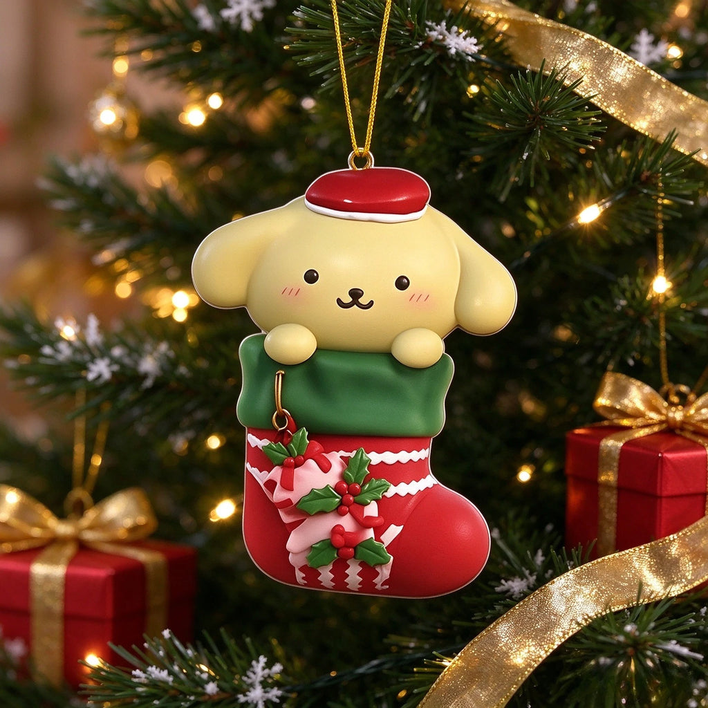🎄 Kawaii Character Christmas Stocking Ornament 🎀 | Flat Hanging Decoration ✨