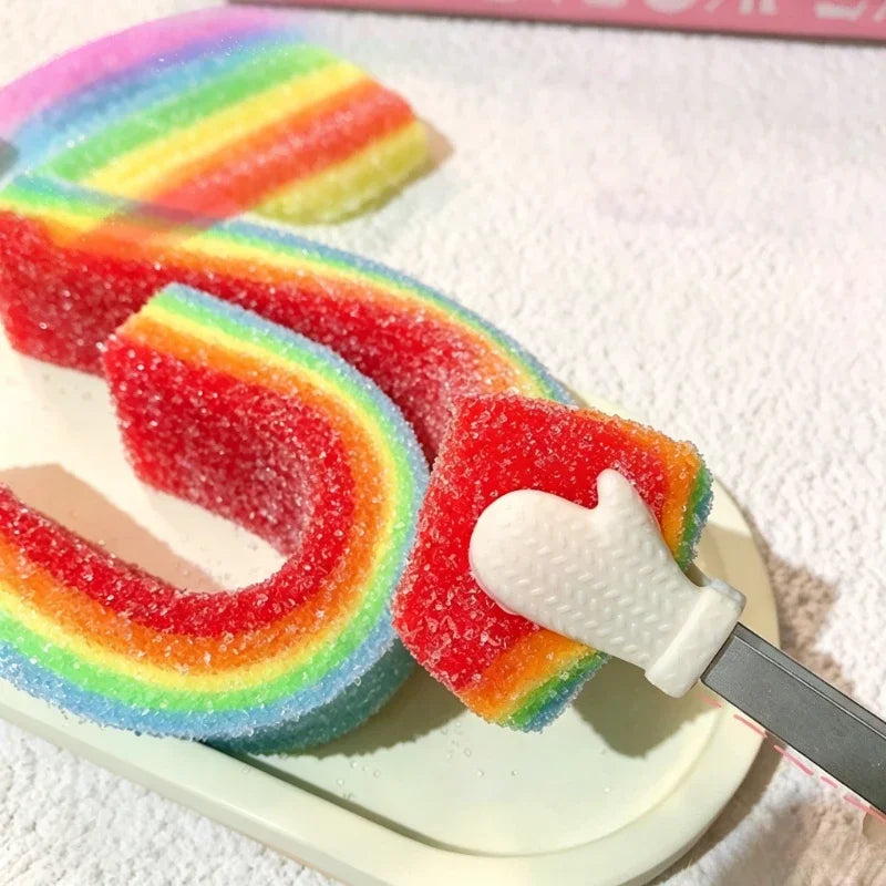 🌈 Rainbow Strip Squishy Toy 🍭 | Soft Stretchy Squeeze Fidget