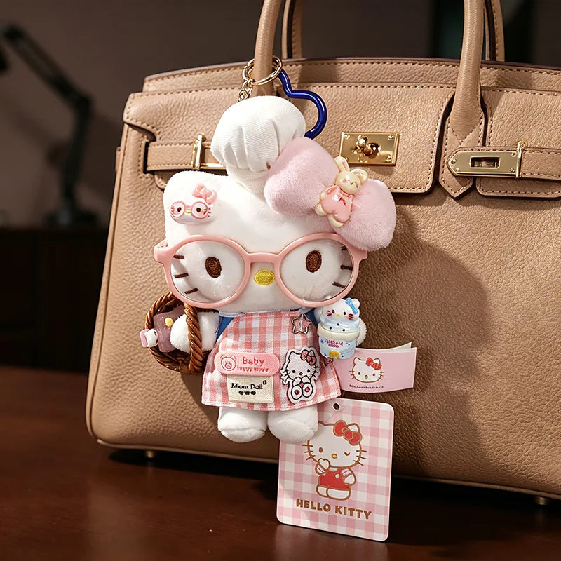 Sanrio Hello Kitty Plush Stuffed Pendant Keychain - 15cm Kawaii Kitty Cat Charm - Birthday Gift