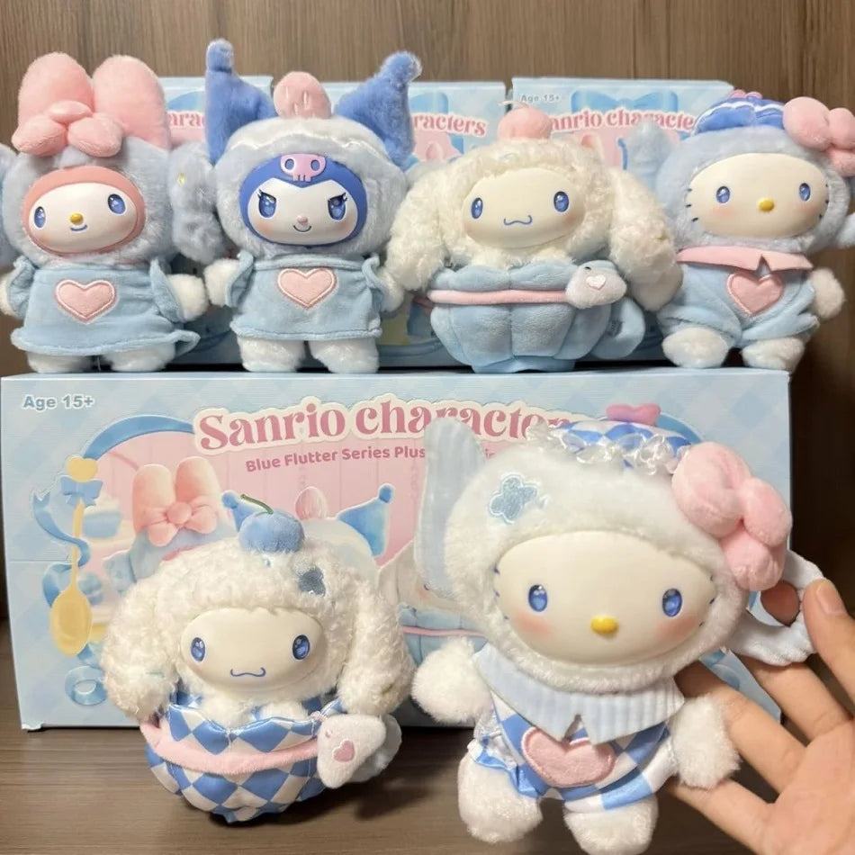 Sanrio Family Fox Island & Blue Flutter Series Vinyl Plush Blind Box Cute Cartoon Hello Kitty Kuromi Pendants Girl Bag Toy Gifts