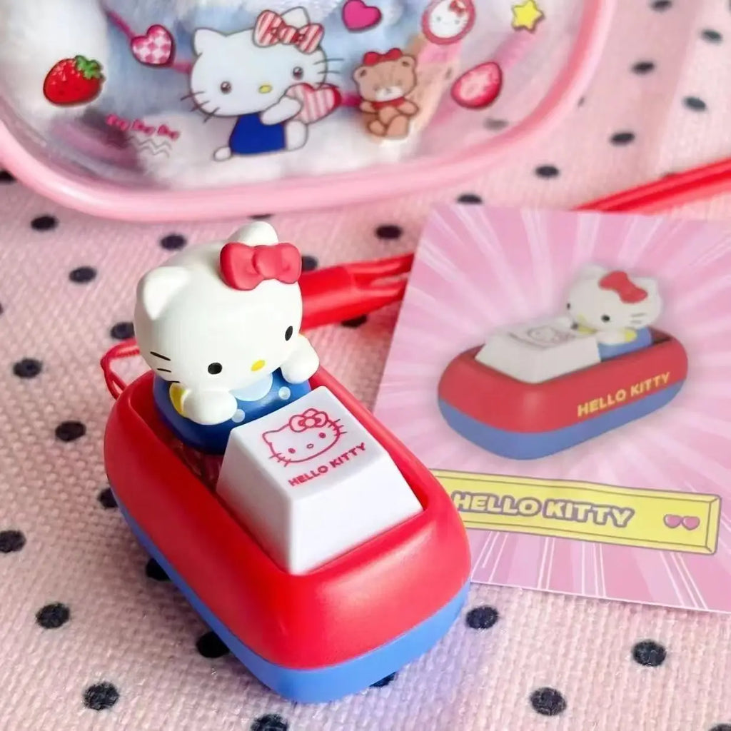 Hello Kitty Sanrio Voice Button Keyring - KT Cat Keycap Squishy Stress Relief Toy - Kawaii Desk Decor & Birthday Gift