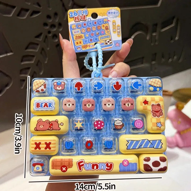 Mini Keyboard Keycap Clicker Keychain – 26-Key Giant Keycap Fidget Toy | Cute Bag Charm & Gift