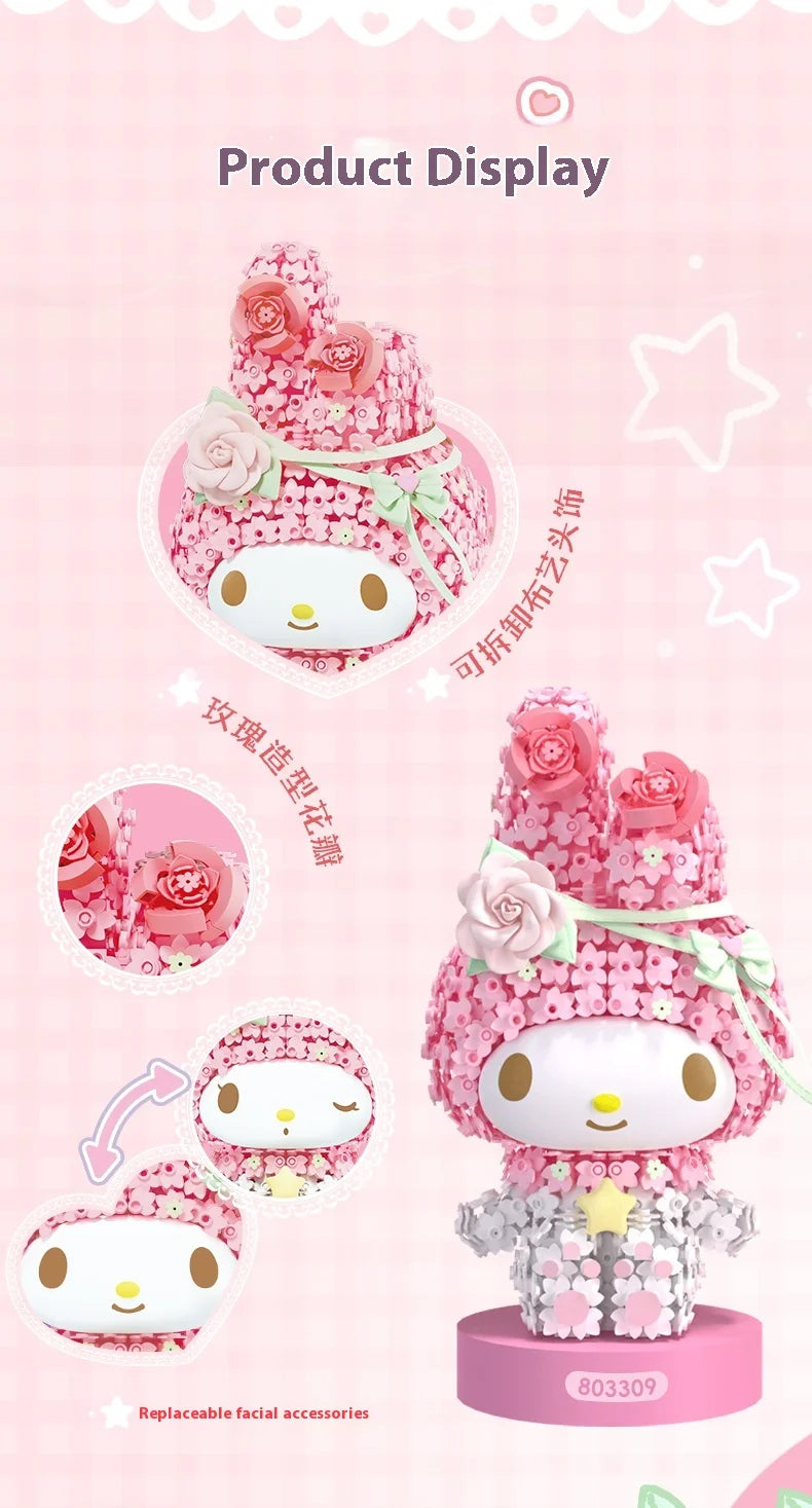 Sanrio Kuromi & Melody Floral Garden Building Blocks Set – Moonlight Club Surprise Puzzle Gift