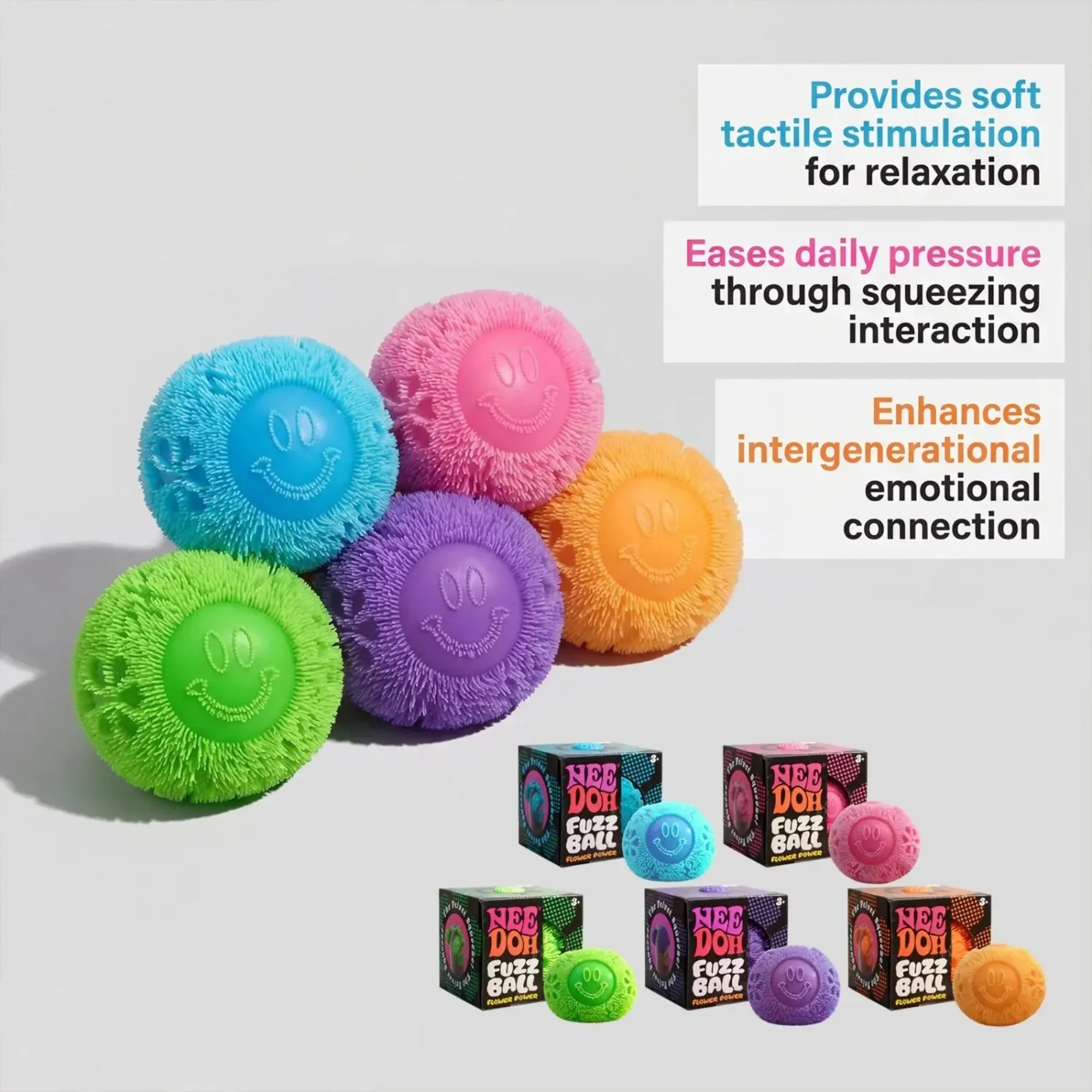 Nee Doh Fuzz Ball – Soft Squishy Squeeze Ball Fidget Toy | Fun Desk Toy & Gift