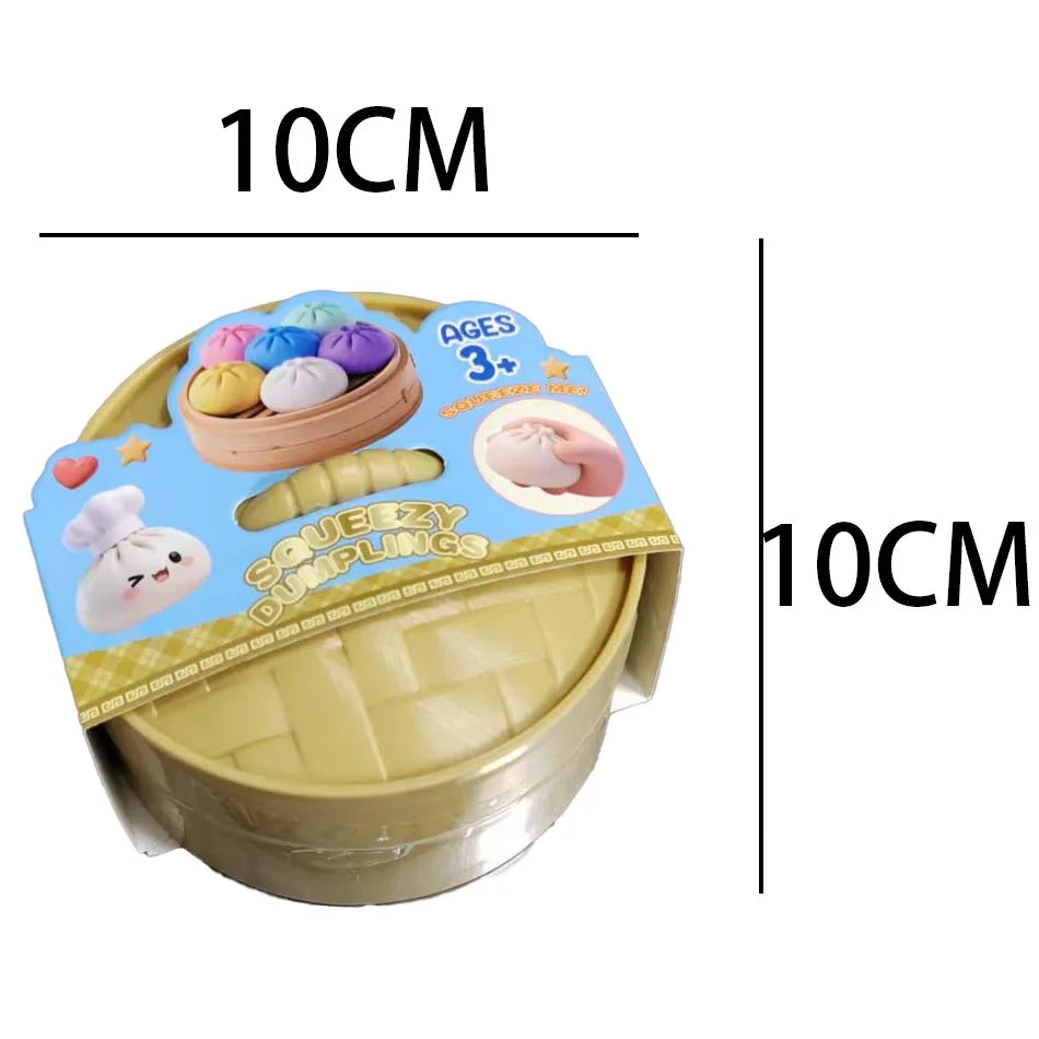 Glitter Dumpling Squishy Collection – 6 Colorful Styles Sensory Squeeze Toys with Gift Box