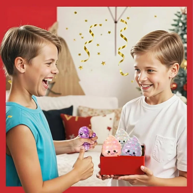 2PCS Squishy Poop Stress Relief Balls Colorful Fidget Toys for Girls Kids Easter Basket Stuffers Stress-Relieving Toy