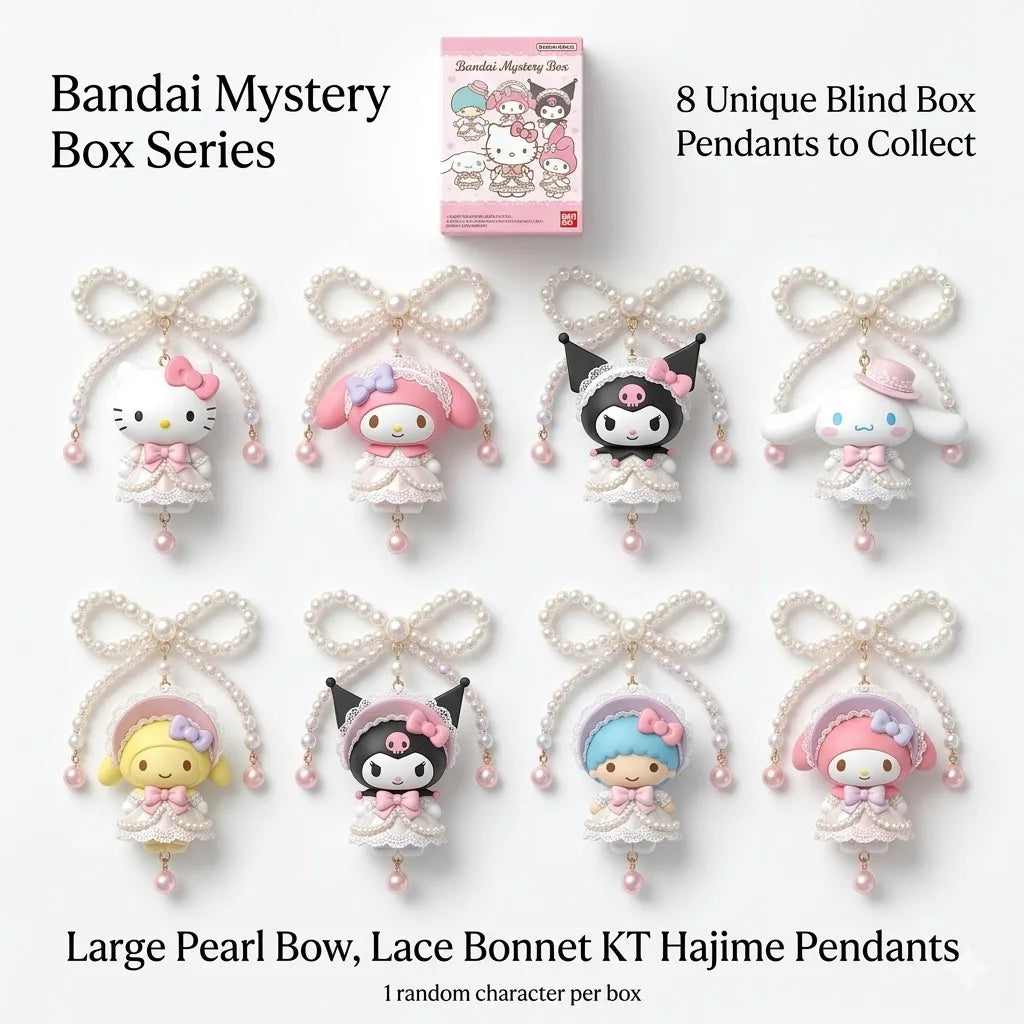 Sanrio Pearl Bow Bonnet Keychain – Hello Kitty & Cinnamoroll Mystery Blind Box Pendant