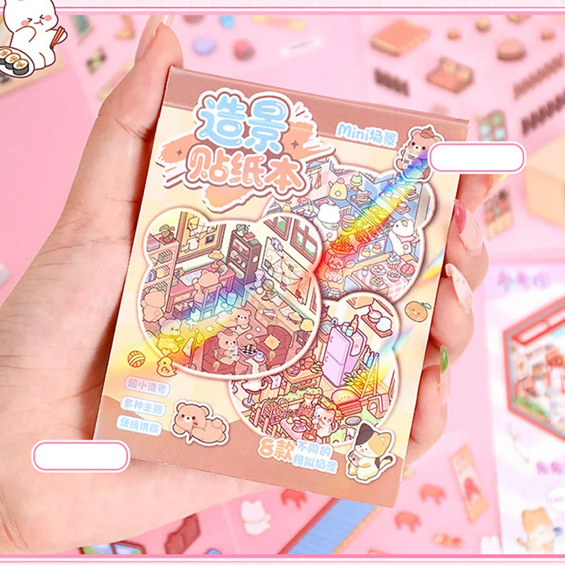 Mini Scenery Sticker Collection – 3D Cartoon Scene Stickers for Collage, Journaling & Room Decor