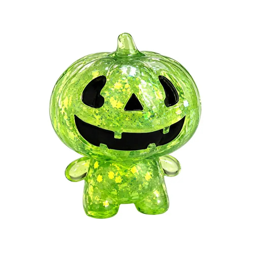 Halloween Shiny Pumpkin Man Squishy Squeeze Toy - Crystal Clear TPR Slow Rise Stress Relief - Party Gift & Desk Decor