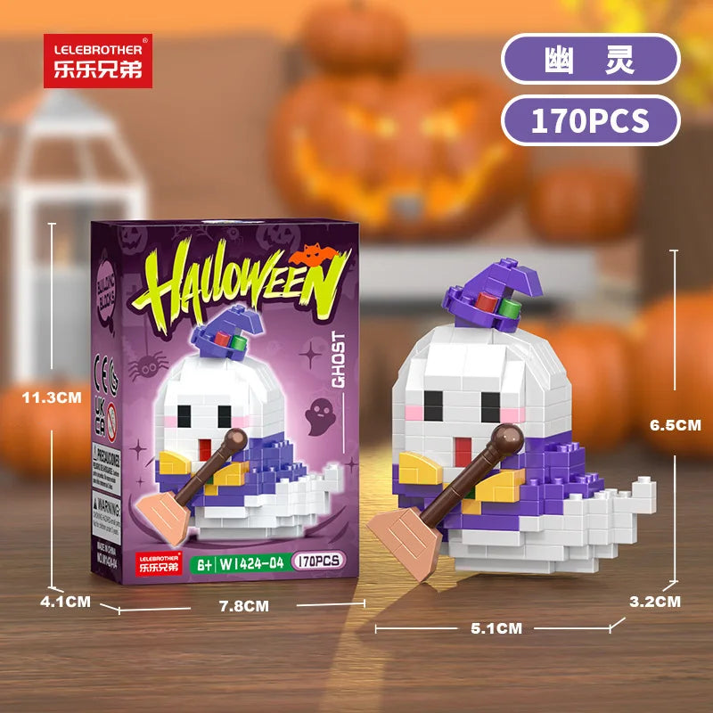 Mini Halloween Building Blocks Pumpkin Man Joker Ghost Demon Witch Vampire Castle Assembly Bricks Model Toys For Kids Gift