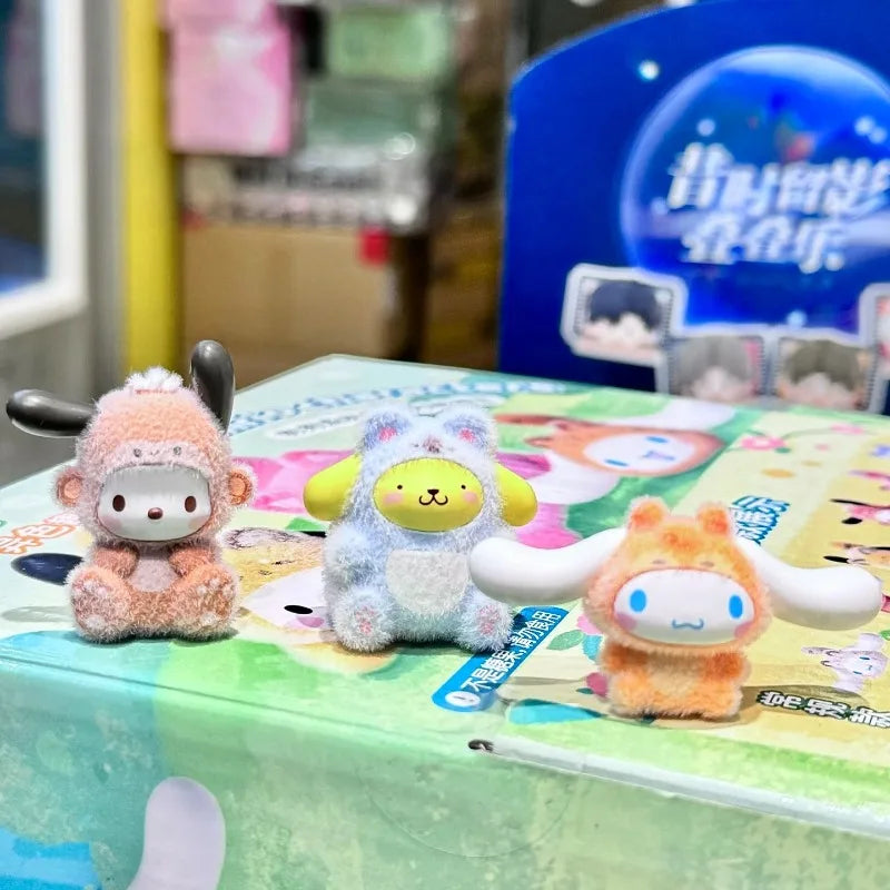 Sanrio Characters Blind Box Toys Doggy Forest Friends Group Cute Beans Animal Costumes Pochacco Pompompurin Doll Gifts