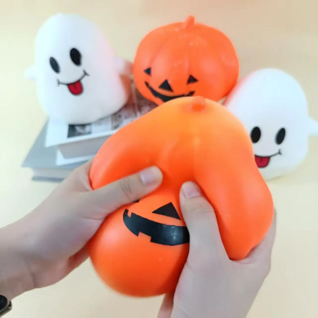 Halloween Ghost & Pumpkin Squishy Toy Set, Slow Rising Stress Relief Fidget Decompression Sensory Toy