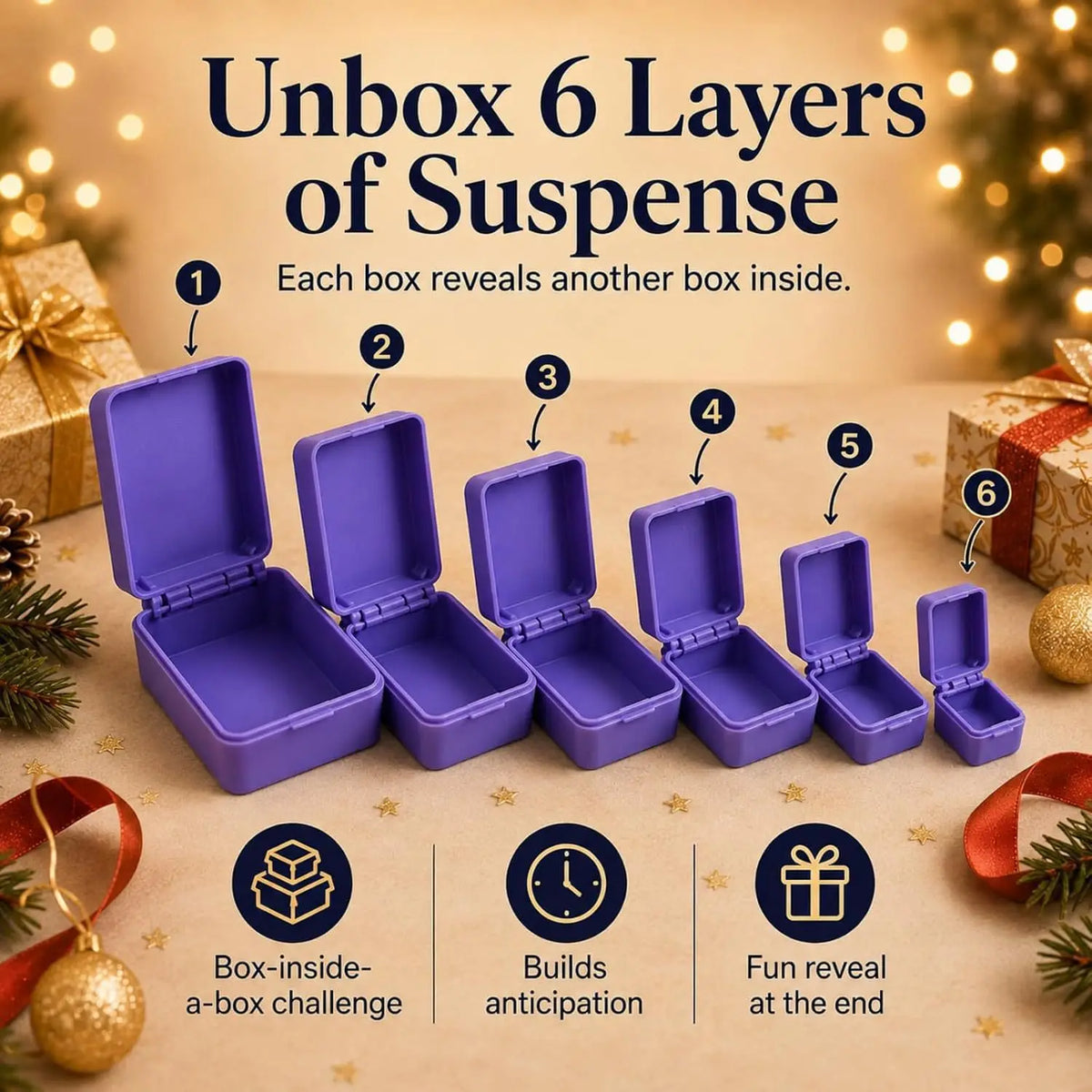 3D Printed Multi-Layer Nesting Surprise Gift Box,Halloween Gift Box with Mini Middle Finger,Prank Gift Box with 6 Layer Party