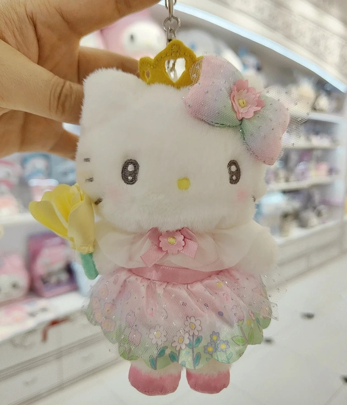 Sanrio Blossom Crown Plush Keychain – Usahana, Kirimichan, My Melody & Kuromi Fluffy Pendant
