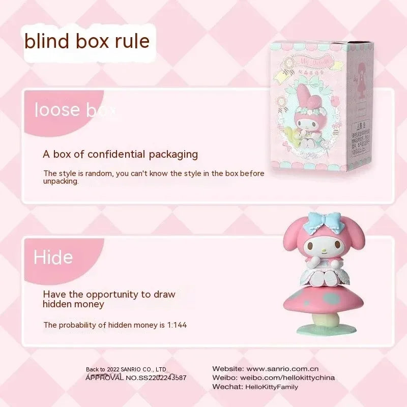 Sanrio Piquenique Morango Surprise Blind Box My Melody Tea Party Handmade Gift Miniso Desktop Decoration surprisebox hello kitty