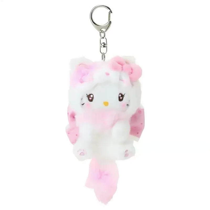 Sanrio Cream Cat Series Fluffy Tail Plush Keychain – Hello Kitty, Kuromi, My Melody & Cinnamoroll Backpack Charm