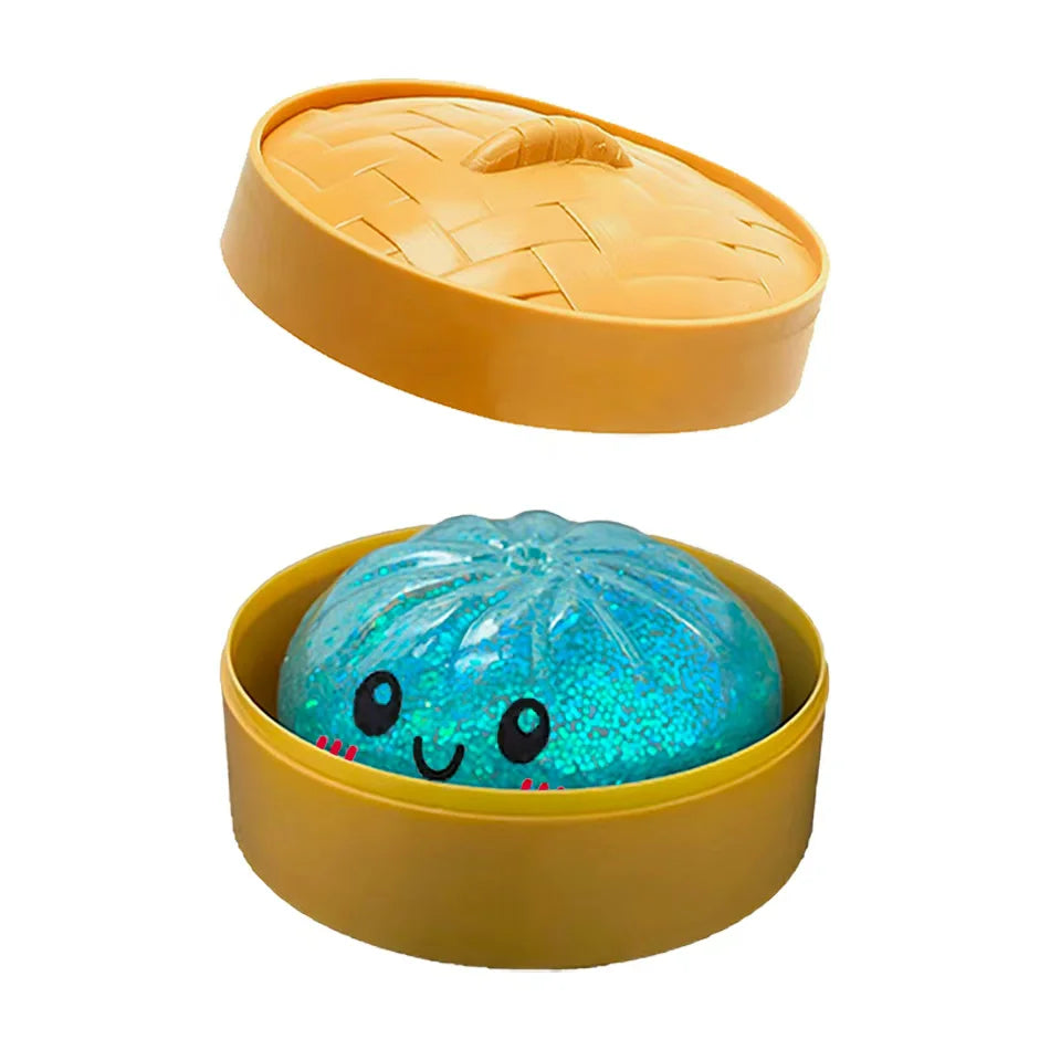 Colorful 6 Styles Glitter Dumpling Glitter Dumpling Squishy with Box Dumplings Sensory Squeeze Toy for Stress Relief Toys