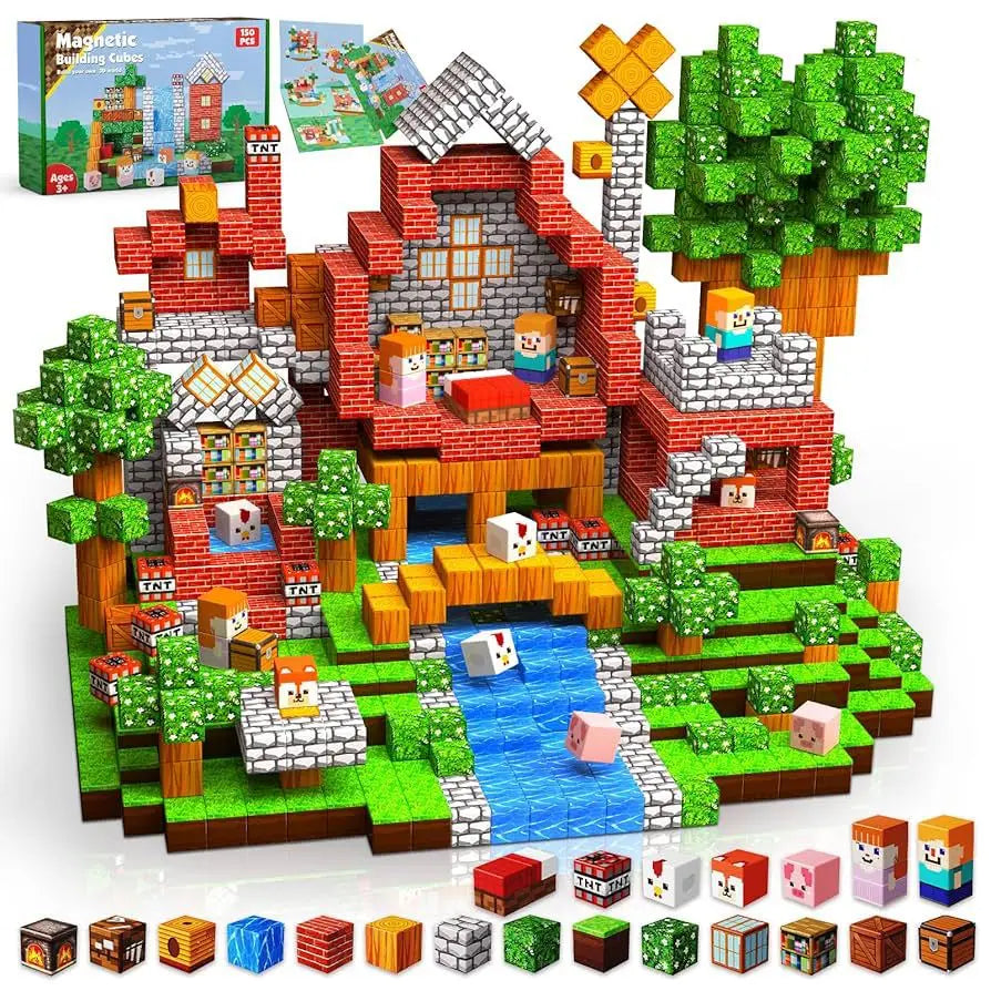 Magnetic Building Blocks Mine World Magnet Cube for Stacking Construction Set Educate Sensory Toys Kids Boys Girls Ages 3+ DIY