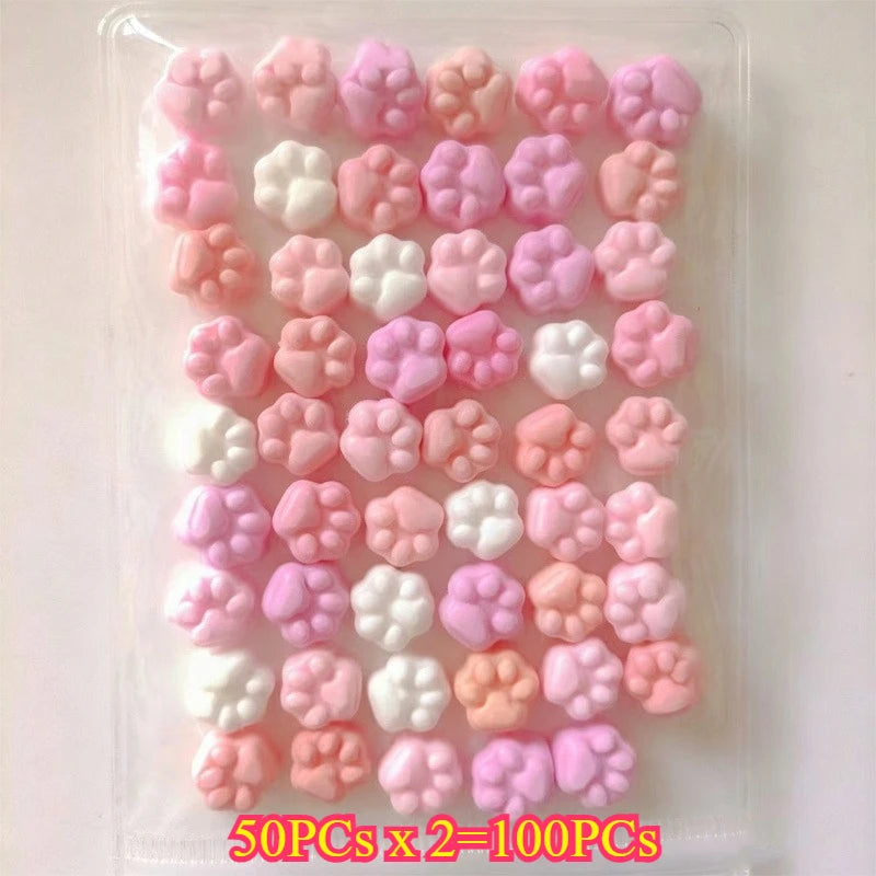 50/100pcs Mini Cat's Paw Squishy Toy Silicone Cute Soft Colorful Cat Paw Mochi Stress Relief Squishy Fidget Toy