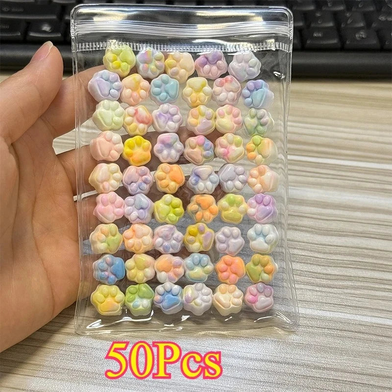 50/100pcs Mini Cat's Paw Squishy Toy Silicone Cute Soft Colorful Cat Paw Mochi Stress Relief Squishy Fidget Toy
