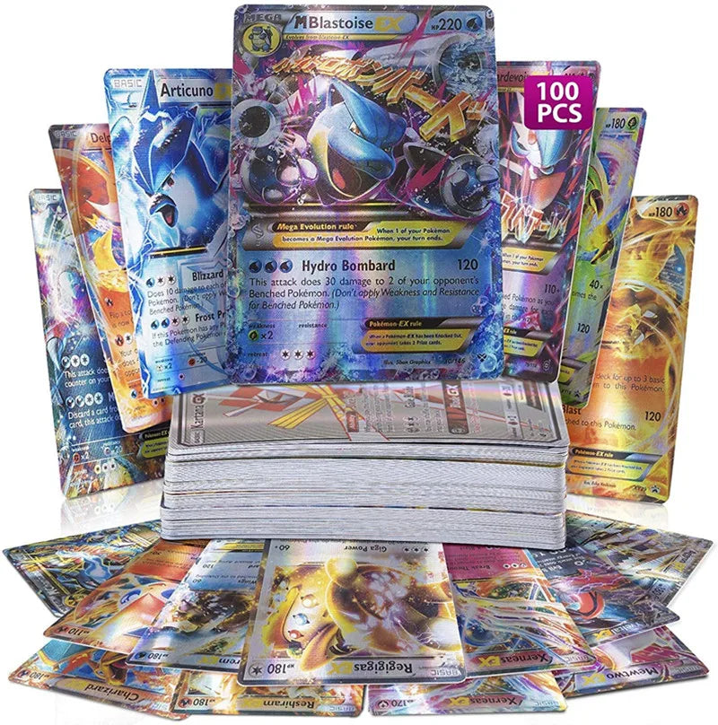 20-Piece Pokémon-Style Trading Cards Set – English GX, Vmax, EX & Tag Team Battle Cards