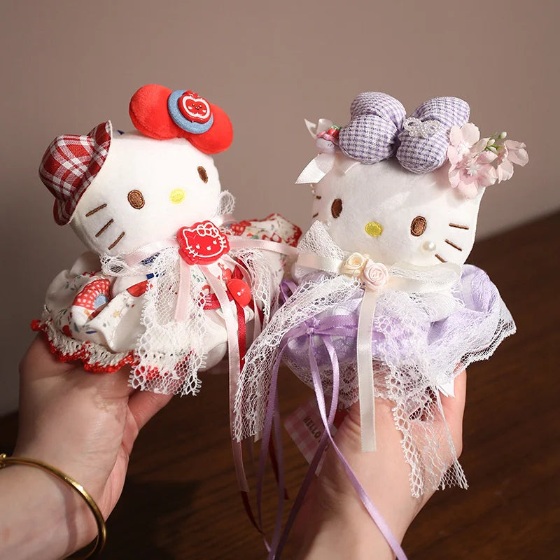 Sanrio Hello Kitty Plush Stuffed Pendant Keychain - 15cm Kawaii Kitty Cat Charm - Birthday Gift