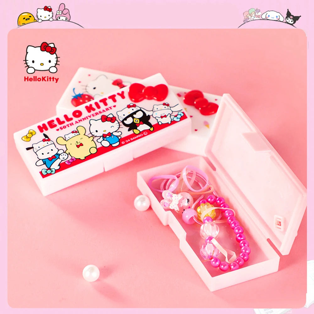 Sanrio Hello Kitty My Melody Y2K Desktop Storage Box - Kawaii Cartoon Hairpin Organizer - Girls Gift
