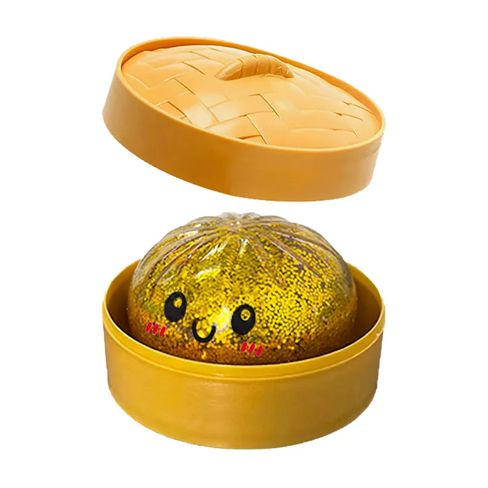 Glitter Dumpling Squishy Collection – 6 Colorful Styles Sensory Squeeze Toys with Gift Box