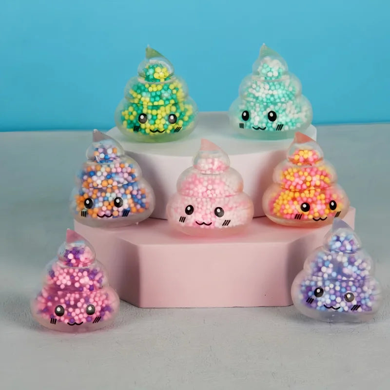 2PCS Squishy Poop Stress Relief Balls Colorful Fidget Toys for Girls Kids Easter Basket Stuffers Stress-Relieving Toy