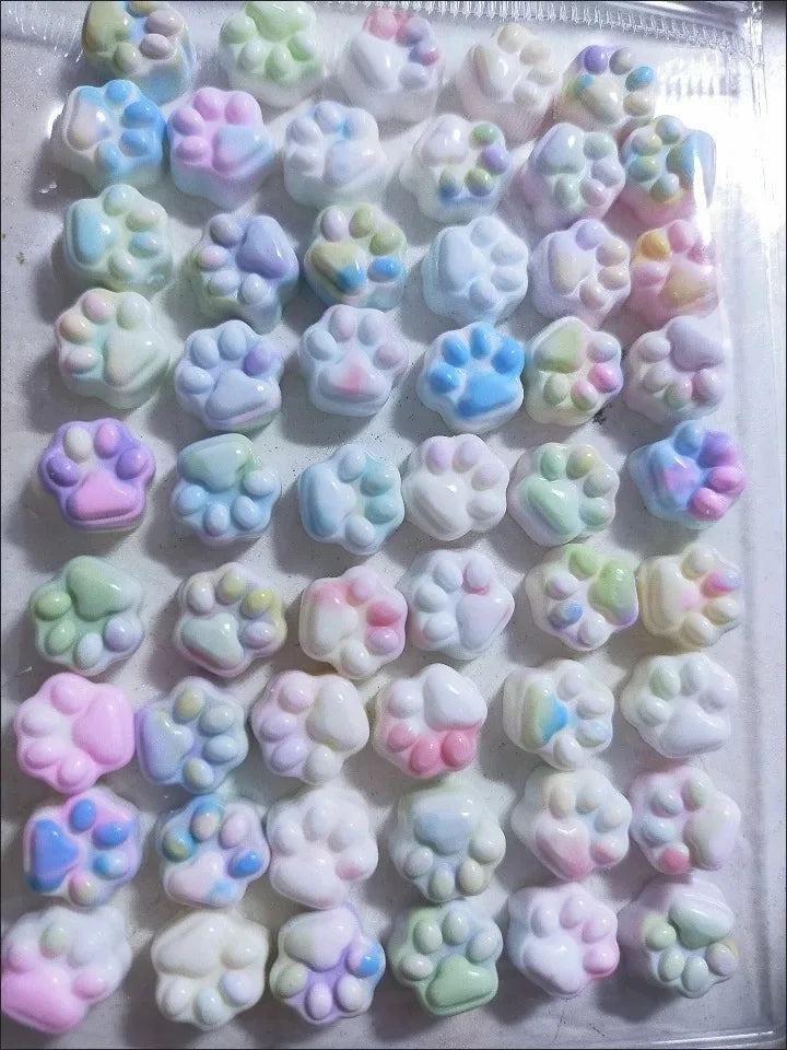 50/100pcs Mini Cat's Paw Squishy Toy Silicone Cute Soft Colorful Cat Paw Mochi Stress Relief Squishy Fidget Toy