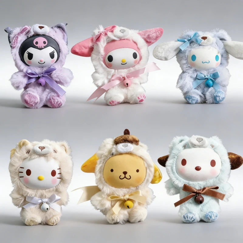Sanrio Family Fox Island & Blue Flutter Series Vinyl Plush Blind Box Cute Cartoon Hello Kitty Kuromi Pendants Girl Bag Toy Gifts