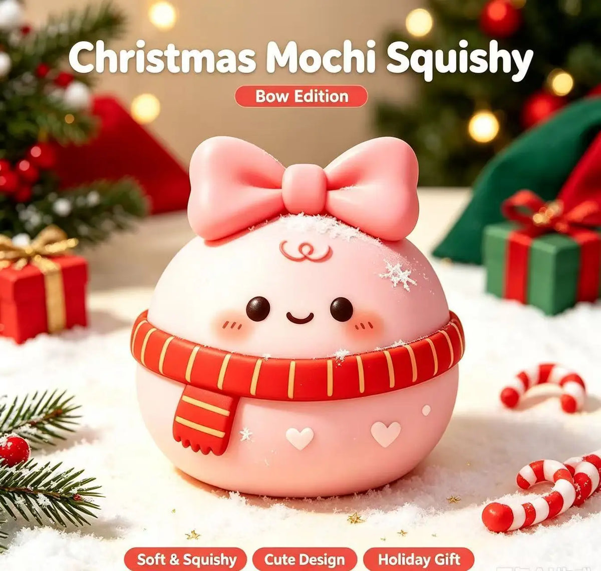 🎄 Christmas Mochi Squishy Friend 🥟 | Cute Scarf & Holiday Details 🎀✨