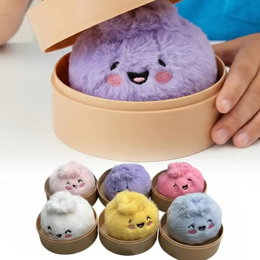 Plush Steamed Bun Dumpling – Embroidered Expressions Ultra-Soft Squishy Fidget Toy Gift Random Color
