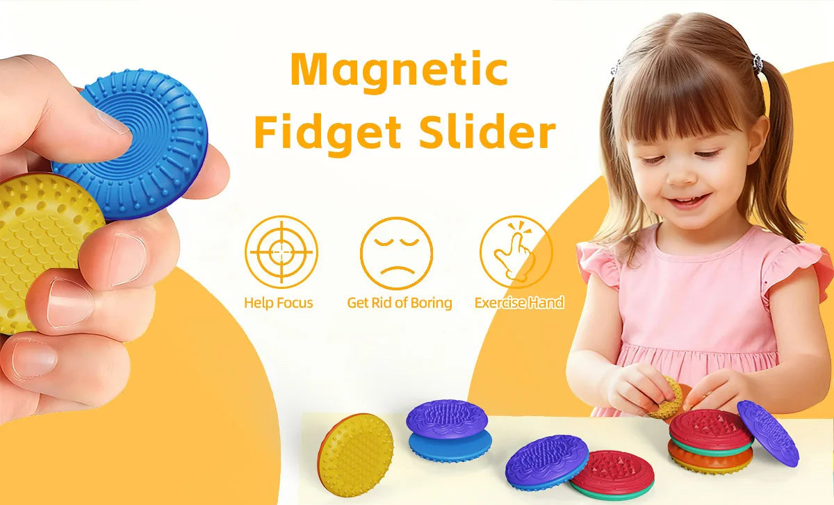 Magnetic Fidget Toys for Adults & Kids -Textured Sensory Toys for Autism Children Anxiety Relief - Quiet Stress Fidgets Sliders