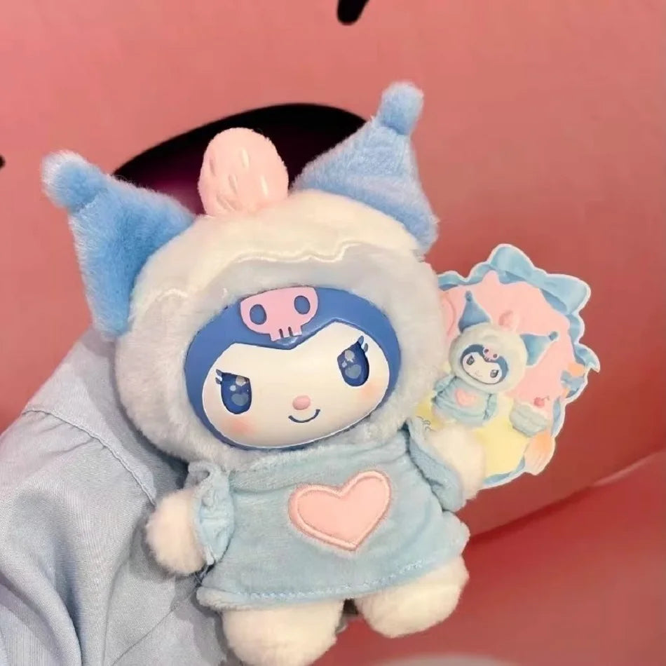 Sanrio Family Fox Island & Blue Flutter Series Vinyl Plush Blind Box Cute Cartoon Hello Kitty Kuromi Pendants Girl Bag Toy Gifts