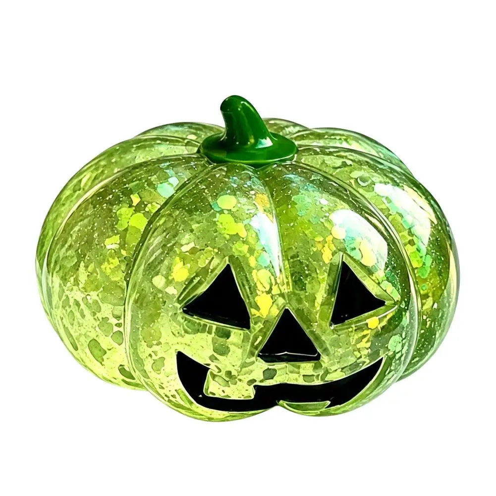 Halloween Shiny Pumpkin Man Squishy Squeeze Toy - Crystal Clear TPR Slow Rise Stress Relief - Party Gift & Desk Decor