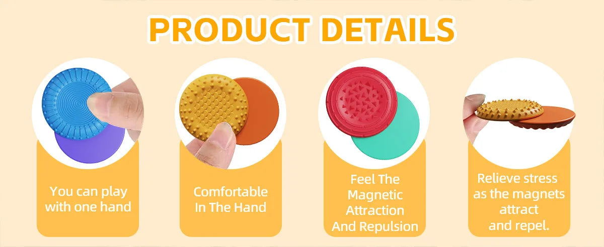 Magnetic Fidget Toys for Adults & Kids -Textured Sensory Toys for Autism Children Anxiety Relief - Quiet Stress Fidgets Sliders