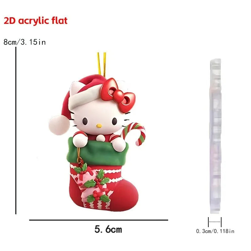 🎄 Kawaii Character Christmas Stocking Ornament 🎀 | Flat Hanging Decoration ✨