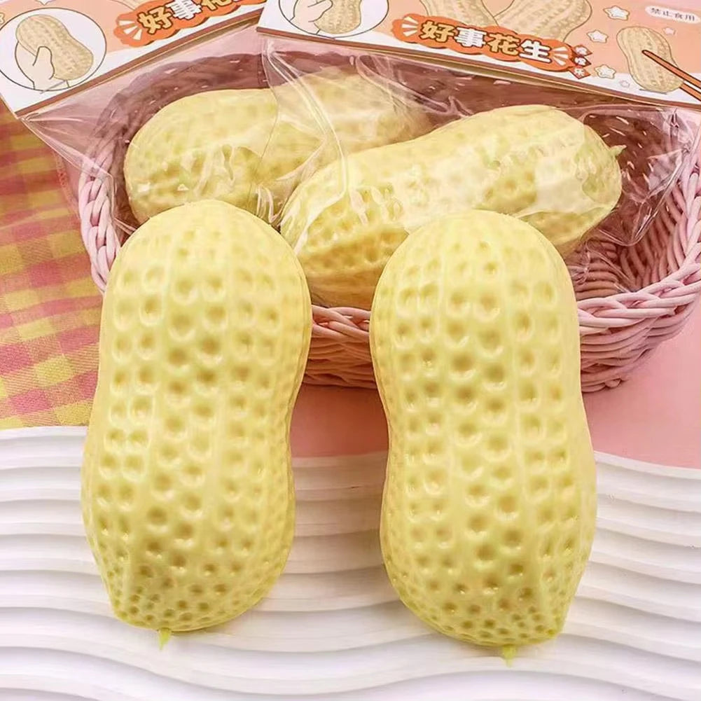 Peanut Squishy Toy - Soft Texture Simulated Food Squishies, Fun Fidget Gift for Kids & Adults, Birthday Party Favors