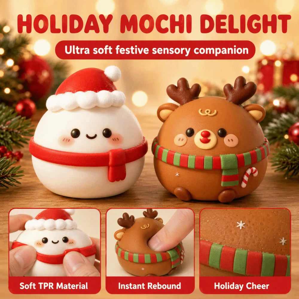 🎄 Christmas Mochi Squishy Friend 🥟 | Cute Scarf & Holiday Details 🎀✨