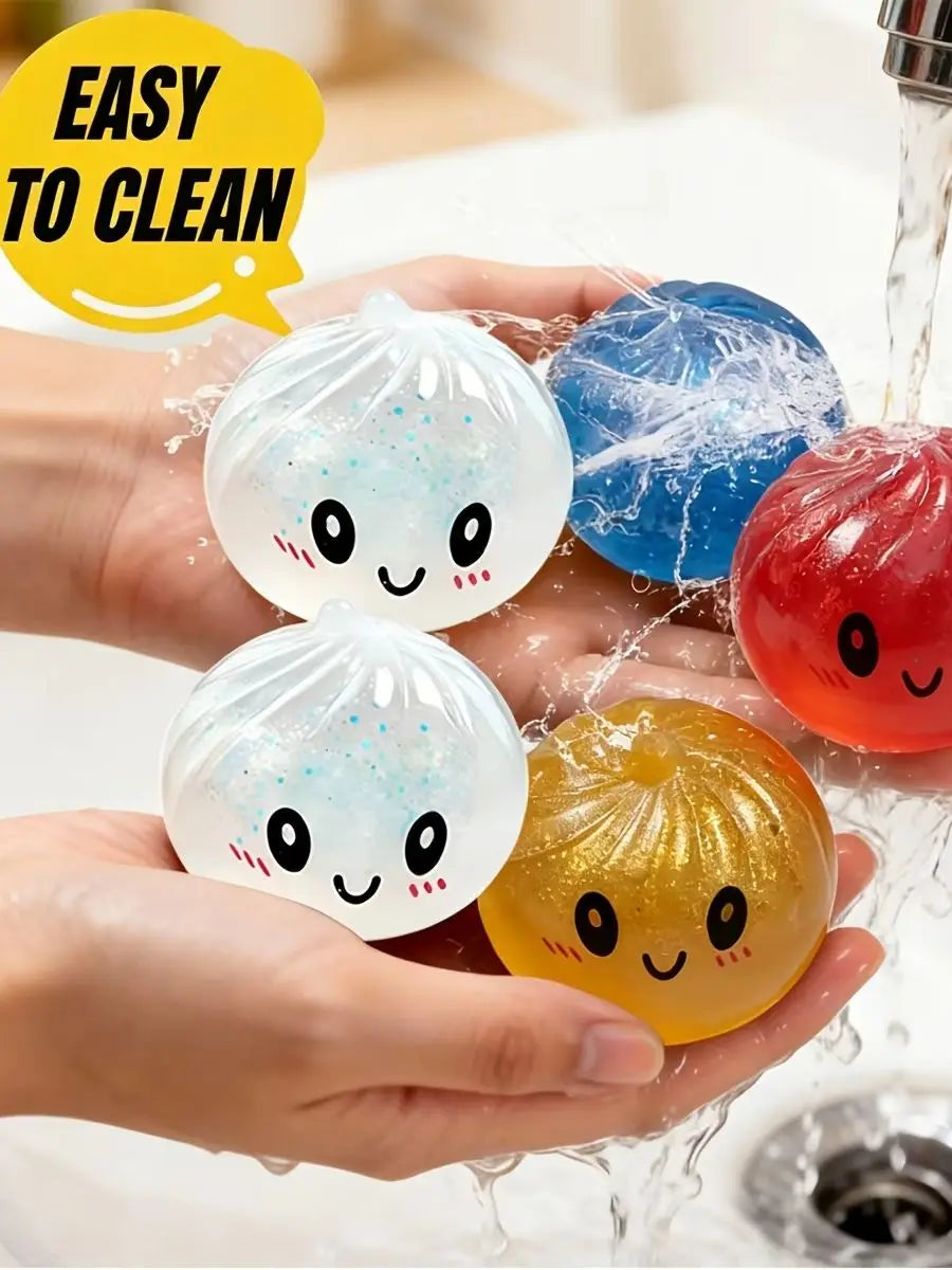 Simulation Dumpling Squishy Rebound Soft Squeeze Stress Ball With Bamboo Steamer Box Anti-Stress Toy Sensory For Creative Gift