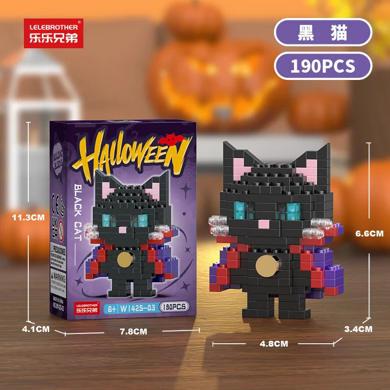 Mini Halloween Building Blocks Pumpkin Man Joker Ghost Demon Witch Vampire Castle Assembly Bricks Model Toys For Kids Gift