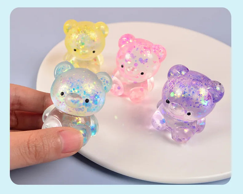 Fidget Bear Toy Squishys Glitter Gummy Bear Small Cute Animal Anti Stress Fidget Splat Decompressions Vent Squeeze Toys